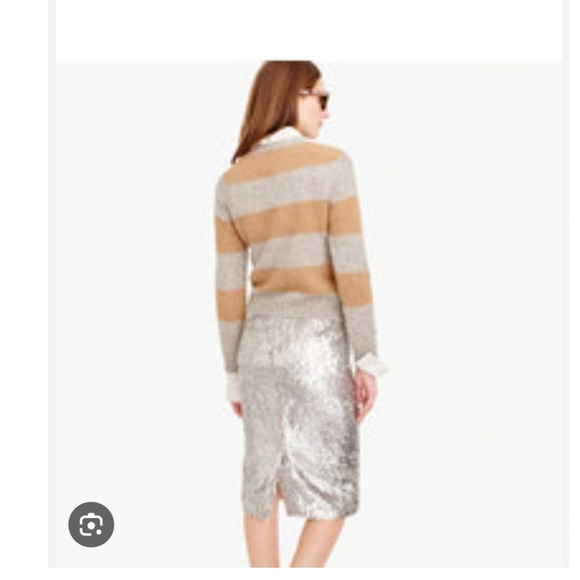 J. Crew Allover Sequins Pencil Skirt Silver 16 Holiday Pencil Skirt Formal Glam - Picture 12 of 14